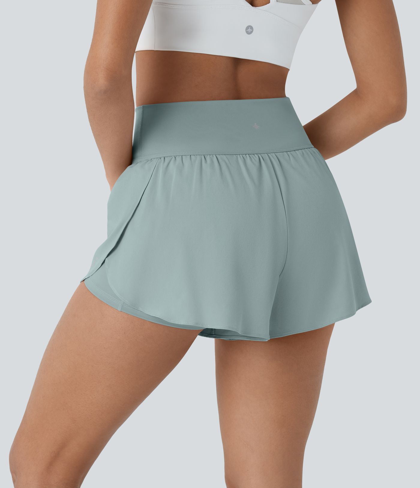 SoftlyZero™ QuickDry High Waisted Tummy Control Reflective Dots Crossover Hem 2-in-1 Running Shorts 3'' with Pockets SoftlyZero™ QuickDry High Waisted Tummy Control Reflective Dots Crossover Hem 2-in-1 Running Shorts 3'' with Pockets