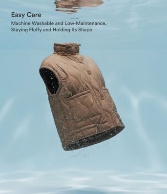 Durable Water Repellent High Neck Drawstring Hem Casual Quilted Synthetic Down Vest with Pockets