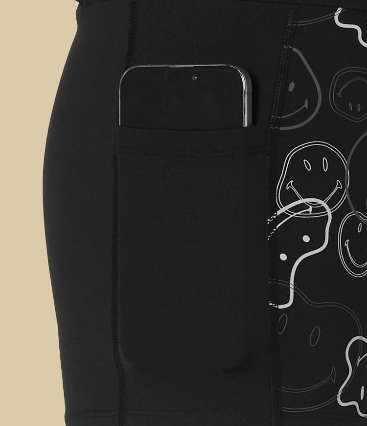 Halara X Smiley® Breezeful™ High Waisted Pleated 2-in-1 Asymmetric Hem Quick Dry Mini Dance Skirt with Pockets