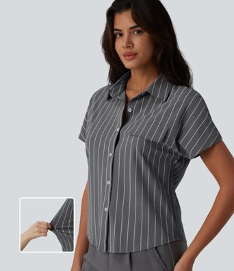 Short Sleeve Stripe Work Shirt