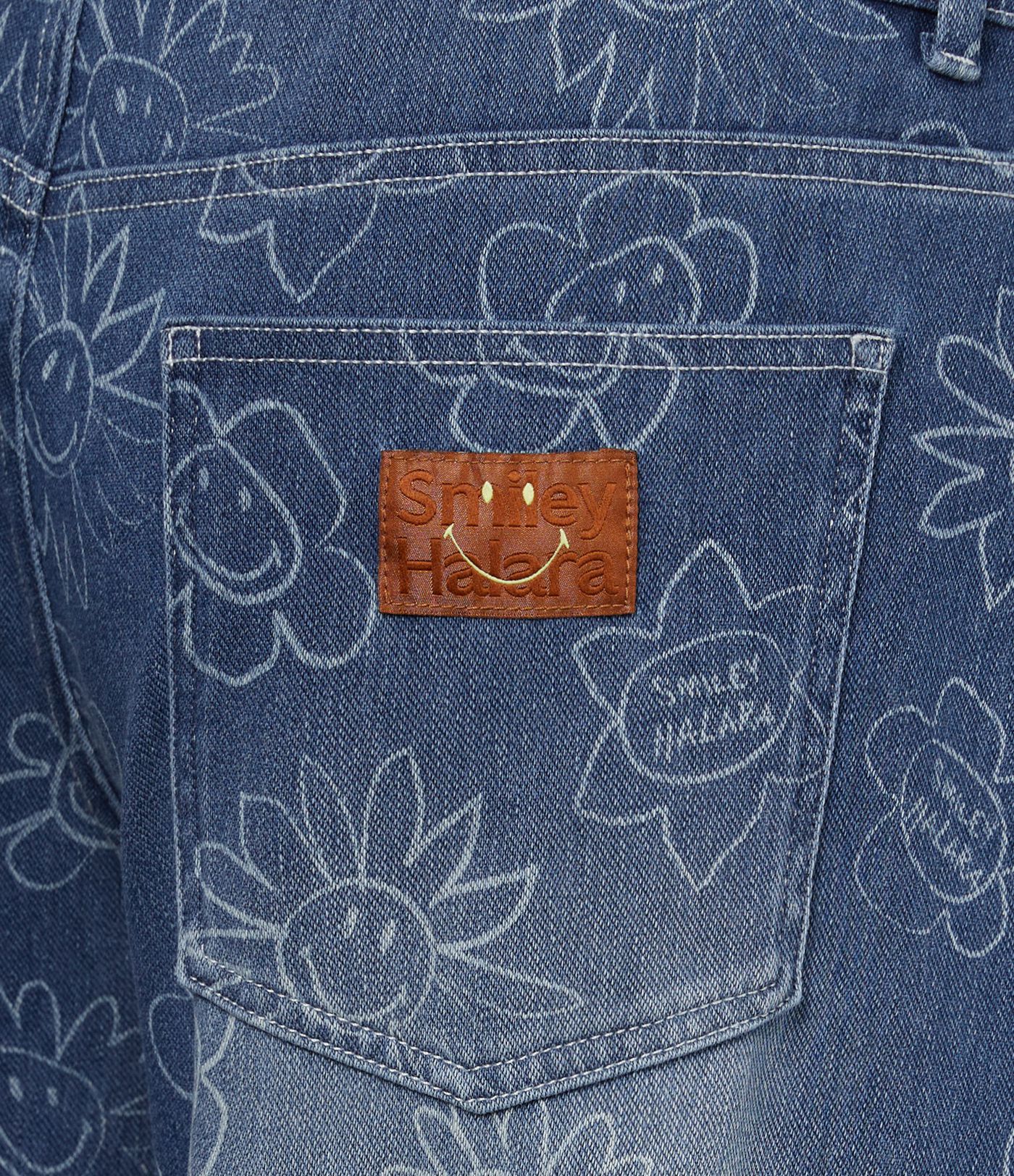 Halara X Smiley® Halara Flex™ Asymmetric Low Rise Baggy Wide Leg Washed Casual Jeans with Pockets