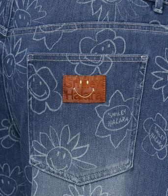 Halara X Smiley® Halara Flex™ Asymmetric Low Rise Baggy Wide Leg Washed Casual Jeans with Pockets