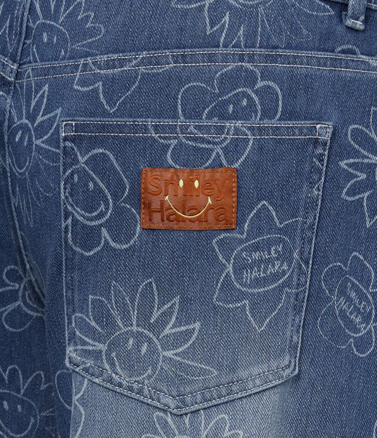 Halara X Smiley® Halara Flex™ Asymmetric Low Rise Baggy Wide Leg Washed Casual Jeans with Pockets