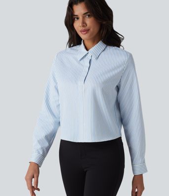 Langærmet stribet arbejdsskjorte