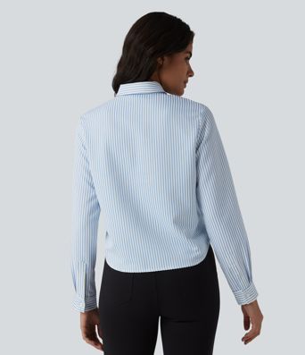 Langærmet stribet arbejdsskjorte