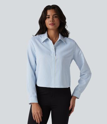 Langærmet stribet arbejdsskjorte