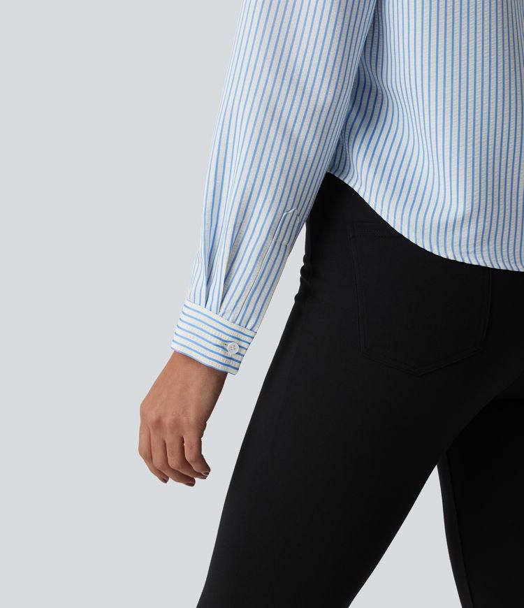 Langærmet stribet arbejdsskjorte