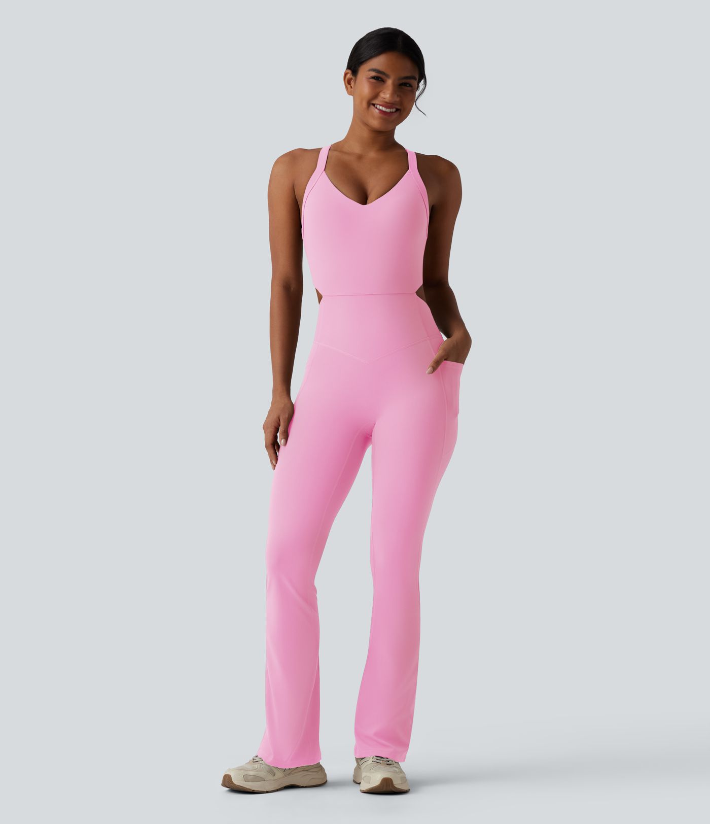 Halara UltraSculpt™ Tummy Control Bootcut Training Jumpsuit with Pockets-Easy Peezy Edition