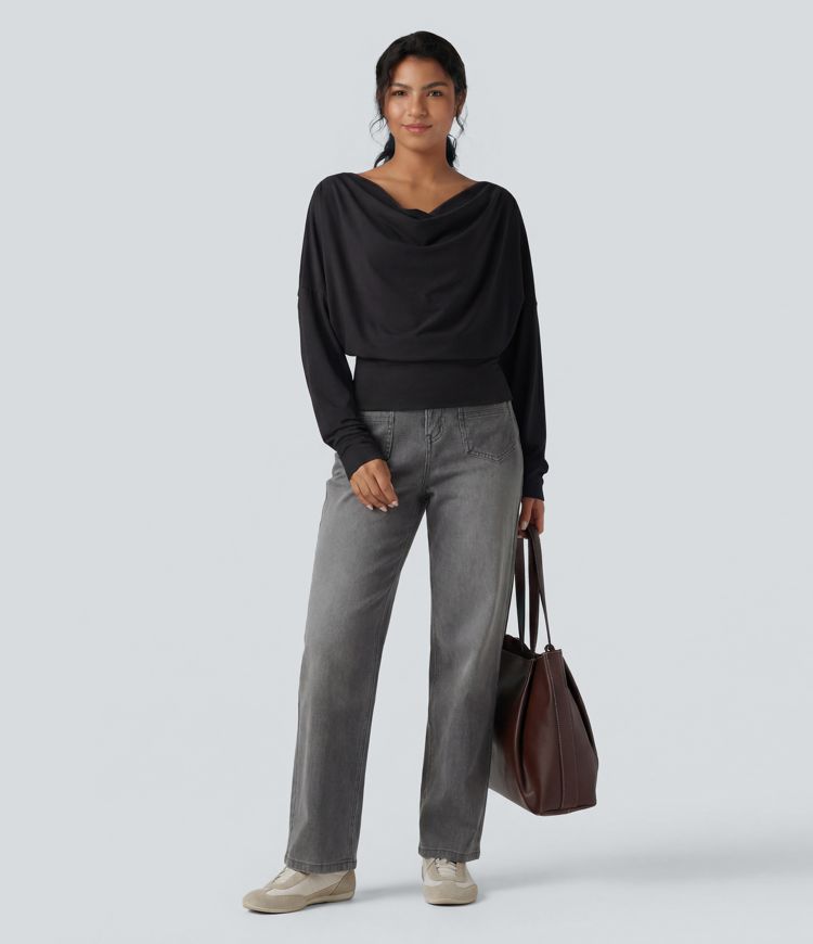 Cowl Neck Long Sleeve Relaxed Casual Top