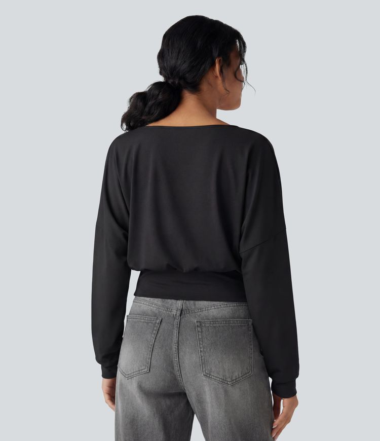 Cowl Neck Long Sleeve Relaxed Casual Top