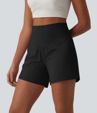 SoftlyZero™ Airy Super High Waisted Tummy Control 2-in-1 Cool Touch Yoga Shorts 5'' with Pockets