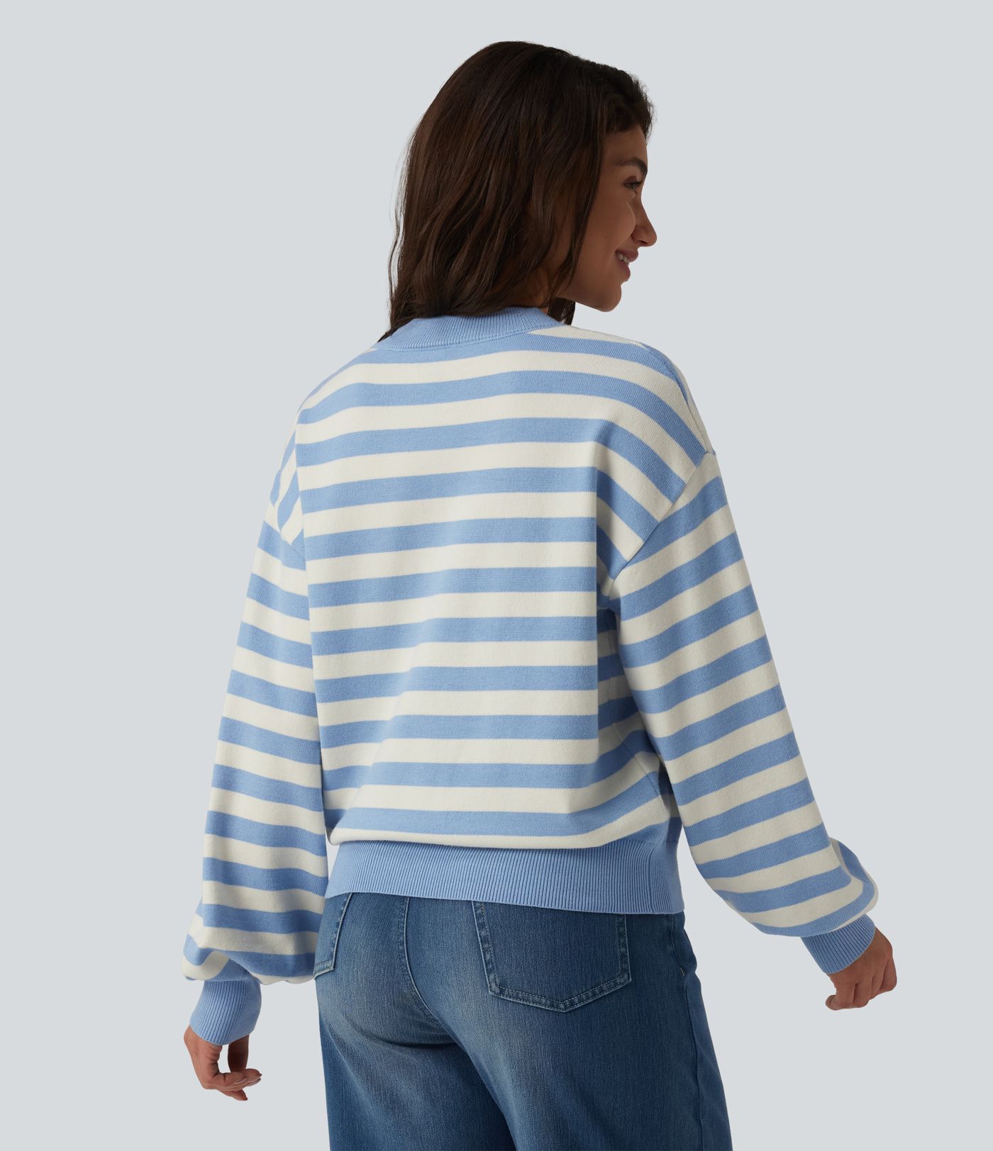 Round Neck Long Sleeve Stripe Casual Jumper