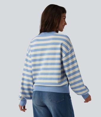 Round Neck Long Sleeve Stripe Casual Jumper
