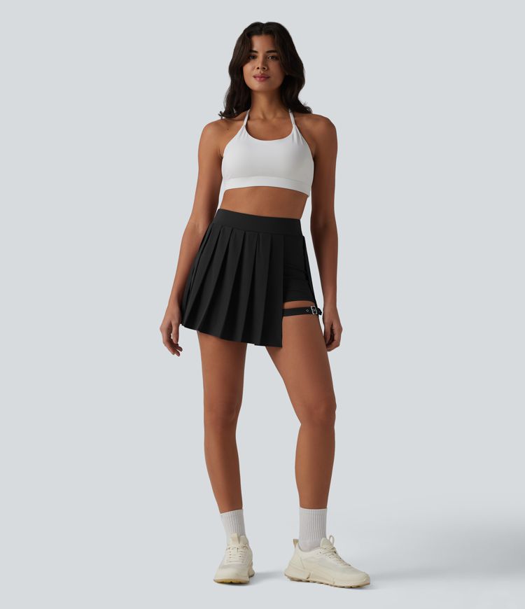 Breezeful™ High Waisted Pleated 2-in-1 Pocket Adjustable Buckle Mini Quick Dry Party Skirt