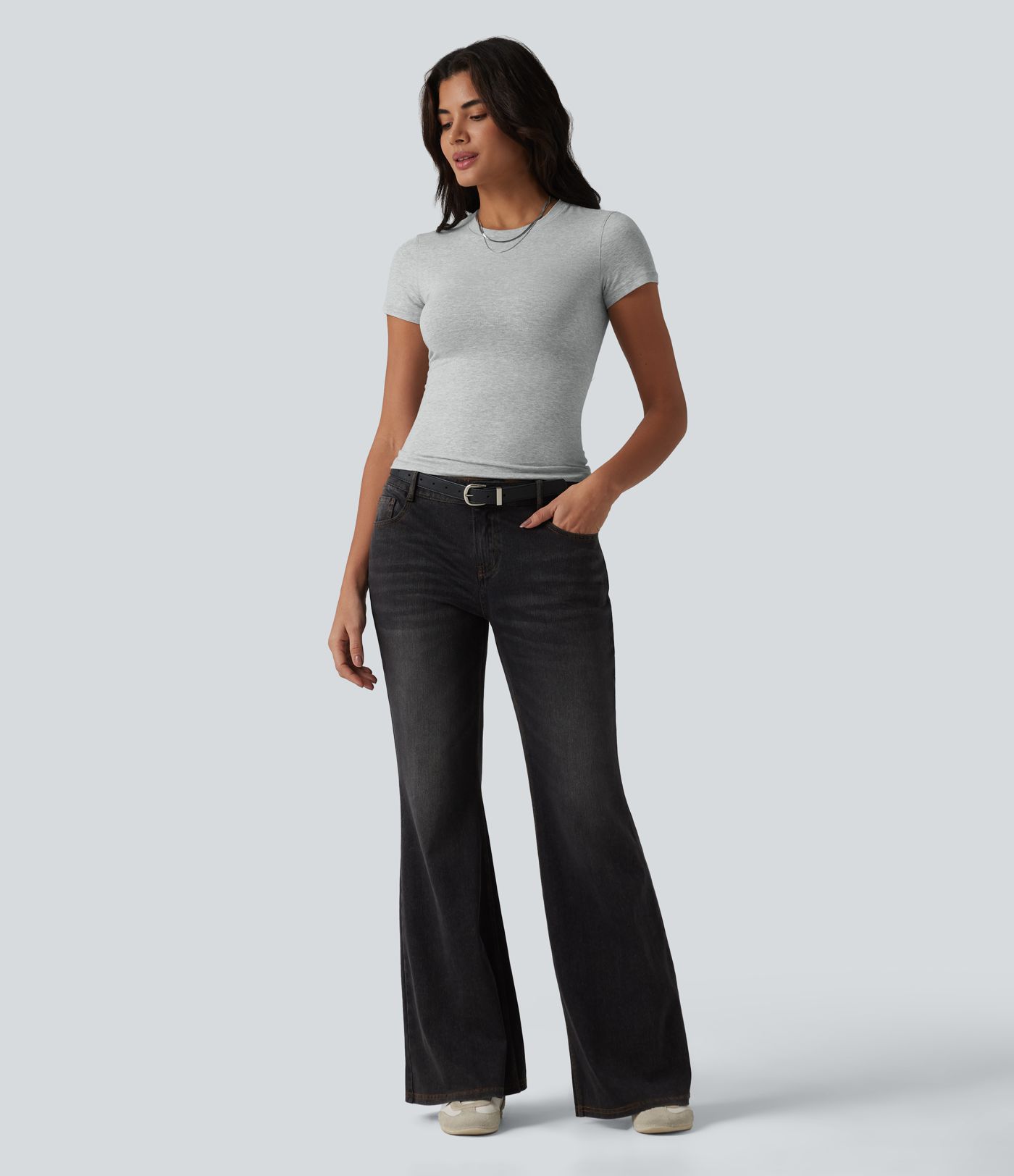 Halara Cotton Jersey Round Neck Short Sleeve Casual Cotton T-Shirt