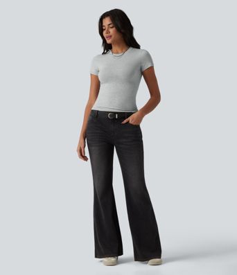 Halara Cotton Jersey Round Neck Short Sleeve Casual Cotton T-Shirt