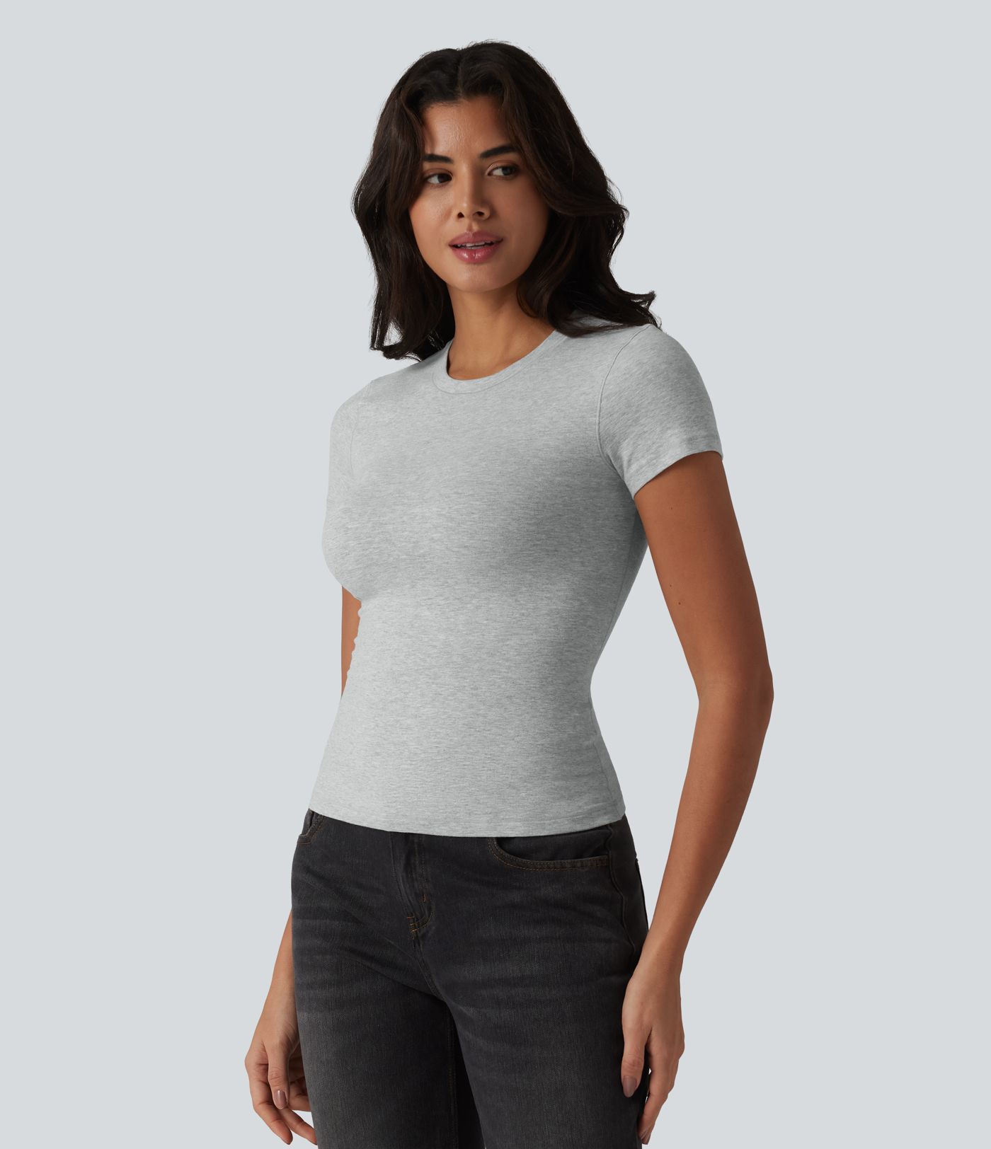 Halara Cotton Jersey Round Neck Short Sleeve Casual Cotton T-Shirt