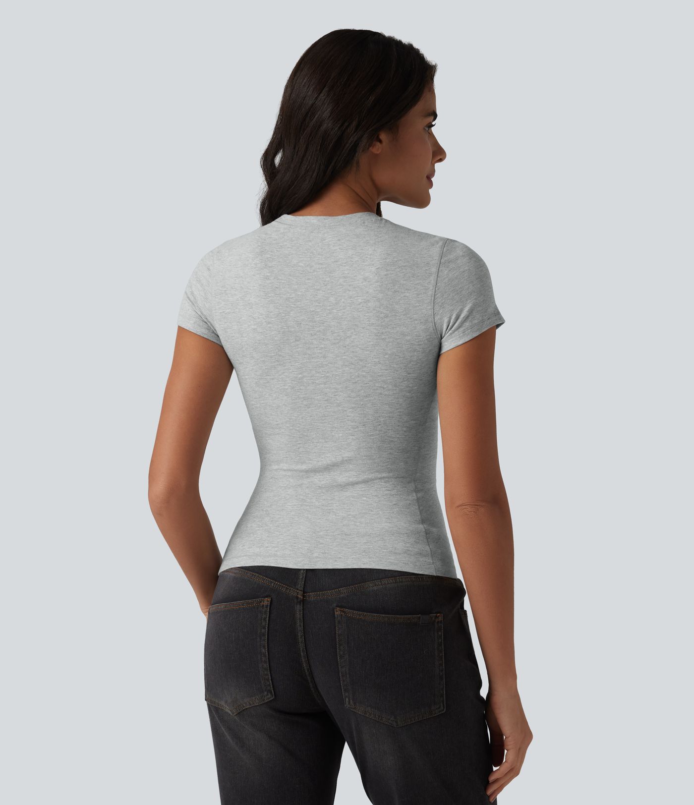 Halara Cotton Jersey Round Neck Short Sleeve Casual Cotton T-Shirt