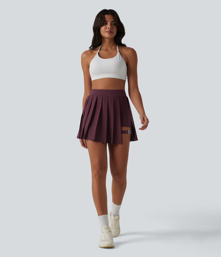 Breezeful™ High Waisted Pleated 2-in-1 Pocket Adjustable Buckle Mini Quick Dry Party Skirt