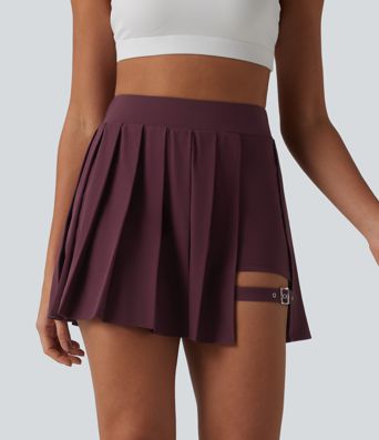Breezeful™ High Waisted Pleated 2-in-1 Pocket Adjustable Buckle Mini Quick Dry Party Skirt