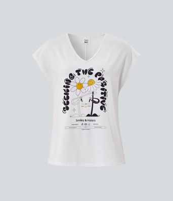 Halara X Smiley® V Neck Short Sleeve Casual T-Shirt