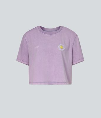 Halara X Smiley® - Lässiges T-Shirt aus Baumwolle mit Rundhalsausschnitt und kurzen Ärmeln Halara X Smiley® - Lässiges T-Shirt aus Baumwolle mit Rundhalsausschnitt und kurzen Ärmeln