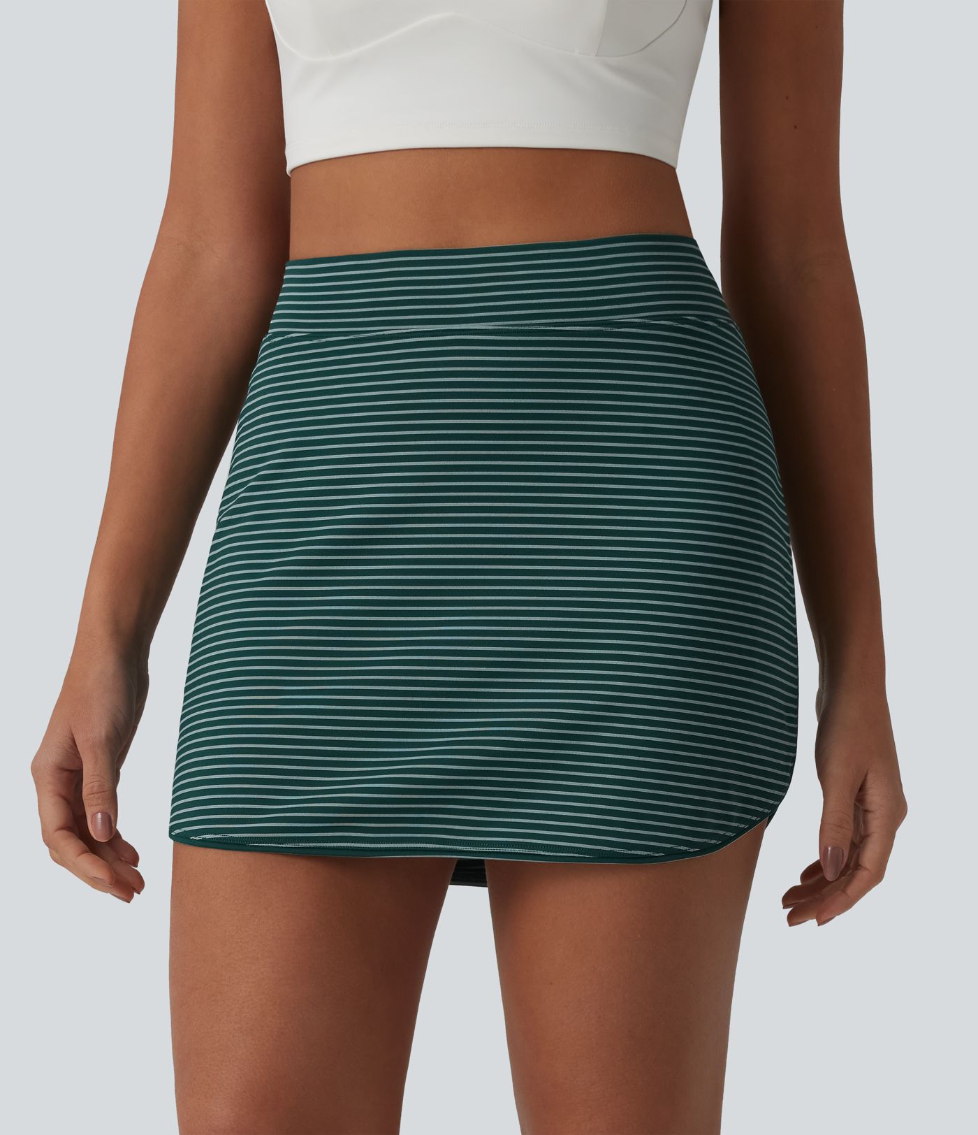High Waisted Stripes 2-in-1 Bodycon Mini Golf Skirt with Pockets High Waisted Stripes 2-in-1 Bodycon Mini Golf Skirt with Pockets