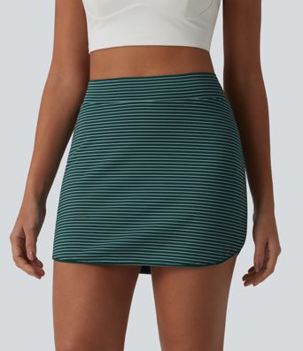 High Waisted Stripes 2-in-1 Bodycon Mini Golf Skirt with Pockets High Waisted Stripes 2-in-1 Bodycon Mini Golf Skirt with Pockets