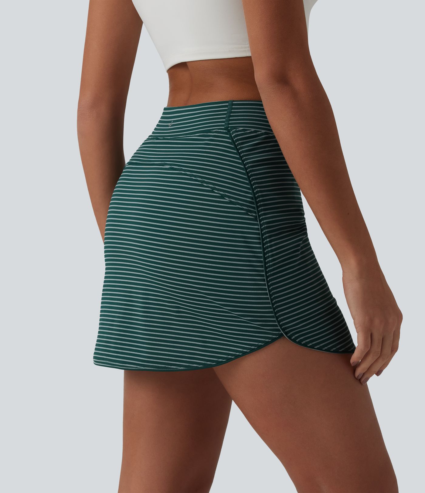 High Waisted Stripes 2-in-1 Bodycon Mini Golf Skirt with Pockets High Waisted Stripes 2-in-1 Bodycon Mini Golf Skirt with Pockets