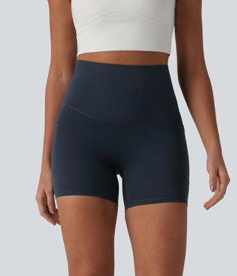 Halara Ultrasculpt™ short cycliste de running taille haute, maintien du ventre, empiècement croisé au dos, 5'' avec poches