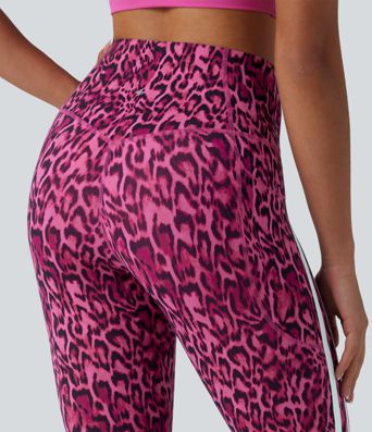 Halara UltraSculpt™ Leopard Print High Waisted Tummy Control Color Block Stripes Training 7/8 Leggings with Pockets