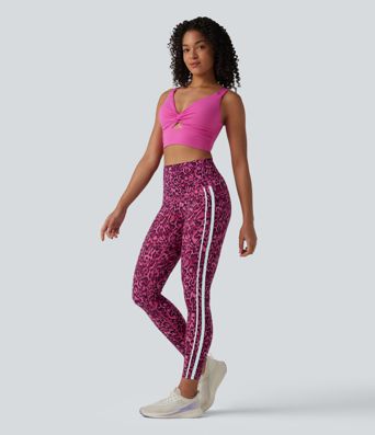 Halara UltraSculpt™ Leopard Print High Waisted Tummy Control Color Block Stripes Training 7/8 Leggings with Pockets