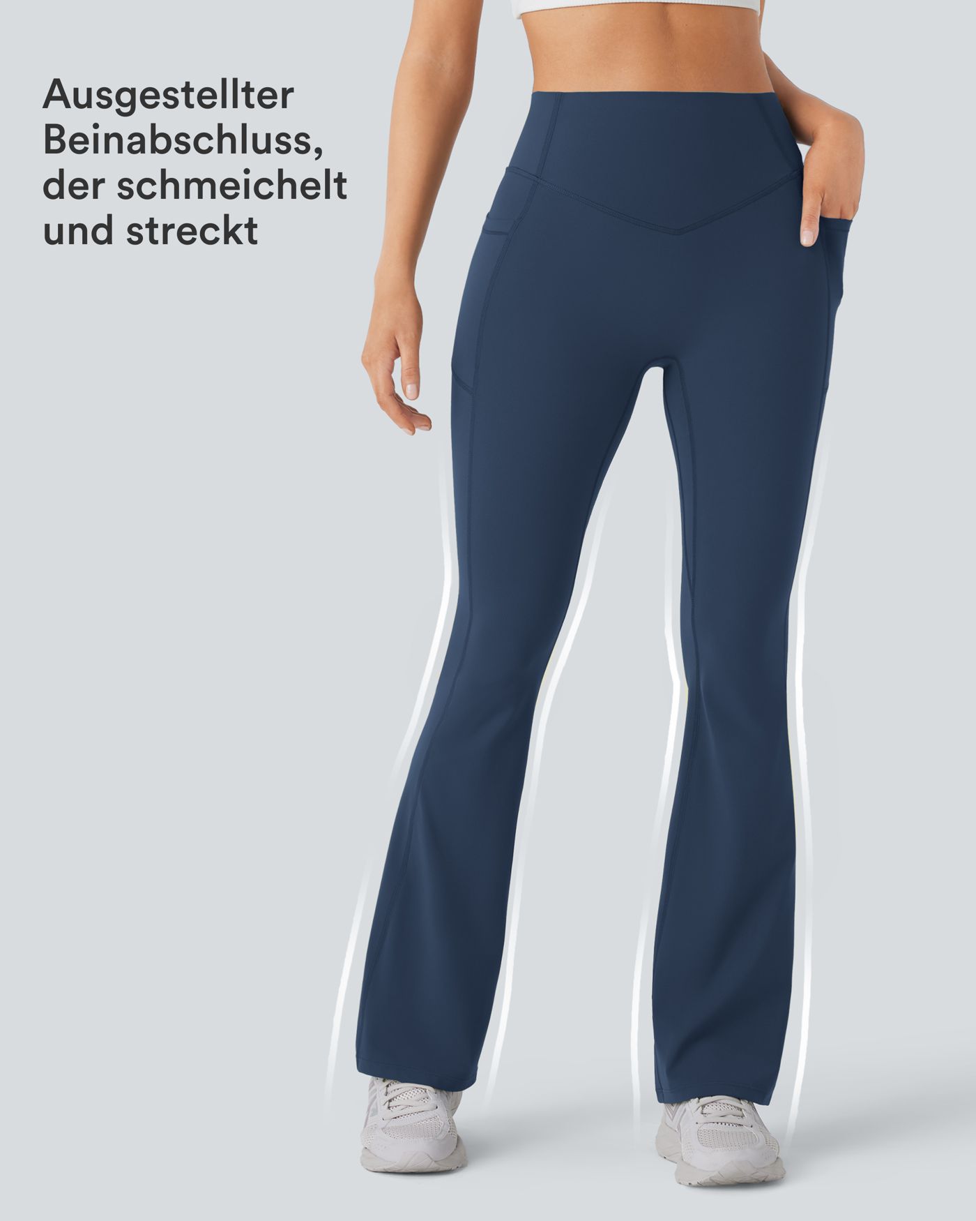 Halara UltraSculpt™ - Formende Bootcut-Yoga-Leggings mit hohem Bund, Seitentaschen und Bauchkontrolle