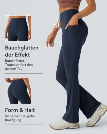 Halara UltraSculpt™ - Formende Bootcut-Yoga-Leggings mit hohem Bund, Seitentaschen und Bauchkontrolle