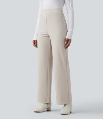 Halara Flex™ - Stoffhose mit hohem V-förmigem Bund, Fischgrätenmuster und weitem Bein