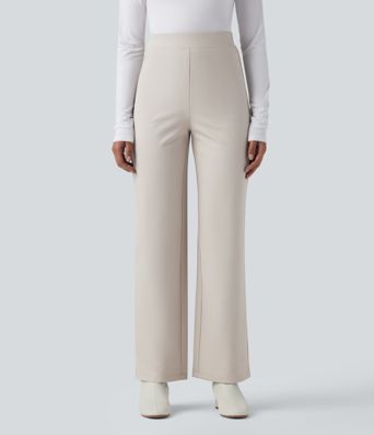 Halara Flex™ - Stoffhose mit hohem V-förmigem Bund, Fischgrätenmuster und weitem Bein