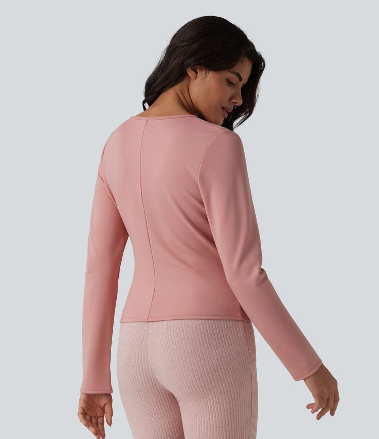 V-neck Long Sleeve Wrap Casual Top