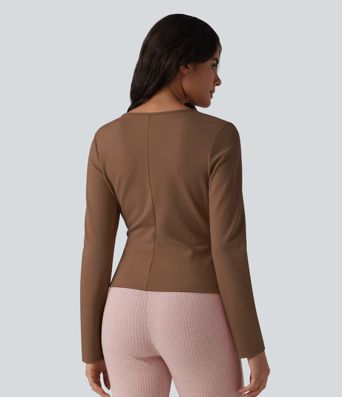 V-neck Long Sleeve Wrap Casual Top