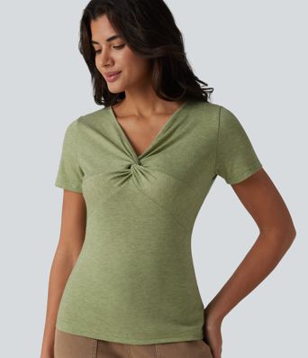 V Neck Short Sleeve Casual T-Shirt