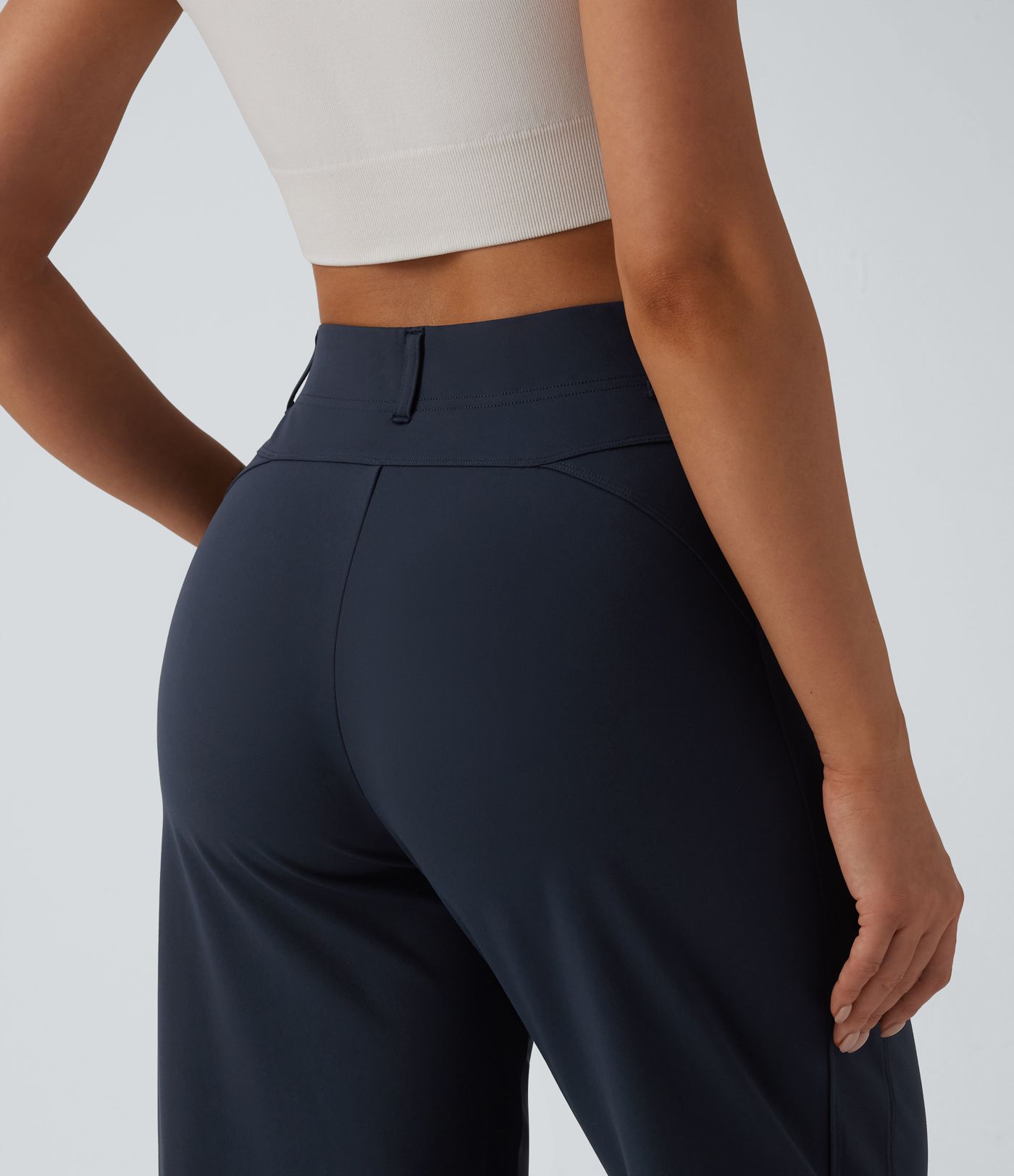 Pantalon décontracté DayStretch taille haute, coupe barrel avec poches