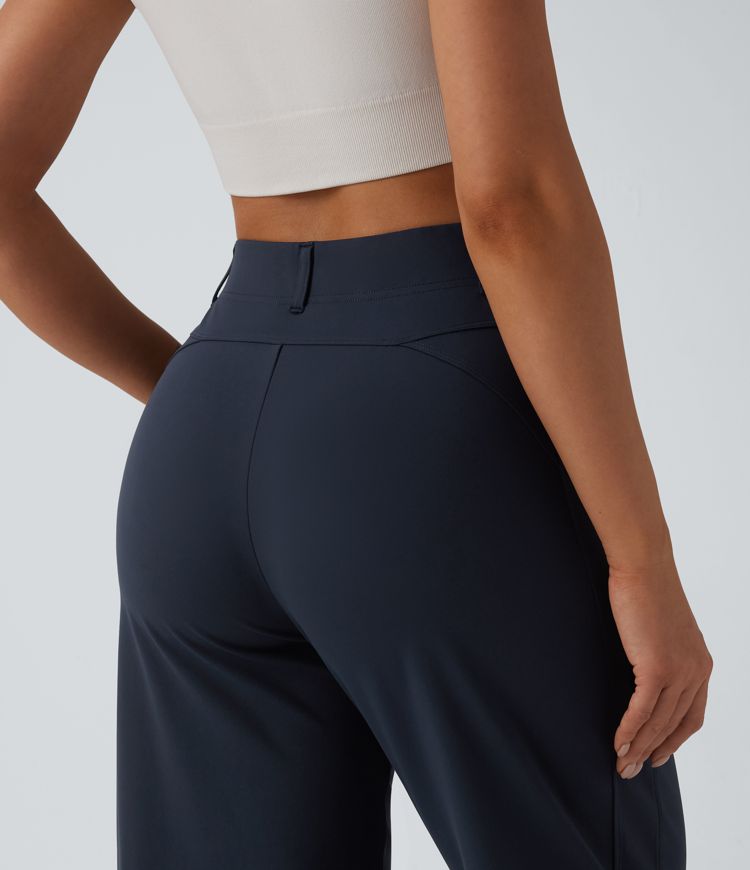 Pantalon décontracté DayStretch taille haute, coupe barrel avec poches