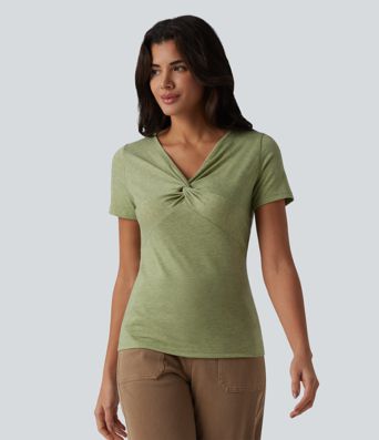 V Neck Short Sleeve Casual T-Shirt