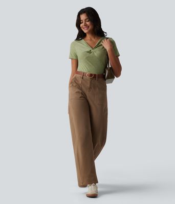 V Neck Short Sleeve Casual T-Shirt