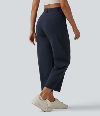 Pantalon décontracté DayStretch taille haute, coupe barrel avec poches