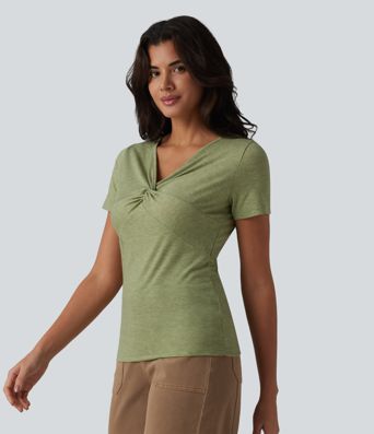V Neck Short Sleeve Casual T-Shirt