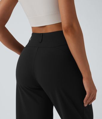 Pantalon décontracté DayStretch taille haute, coupe barrel avec poches