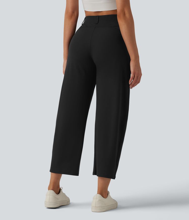 Pantalon décontracté DayStretch taille haute, coupe barrel avec poches