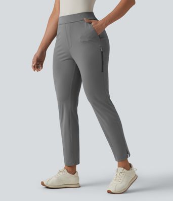 Schmal zulaufende Golfhose mit hohem Bund und mehreren Taschen