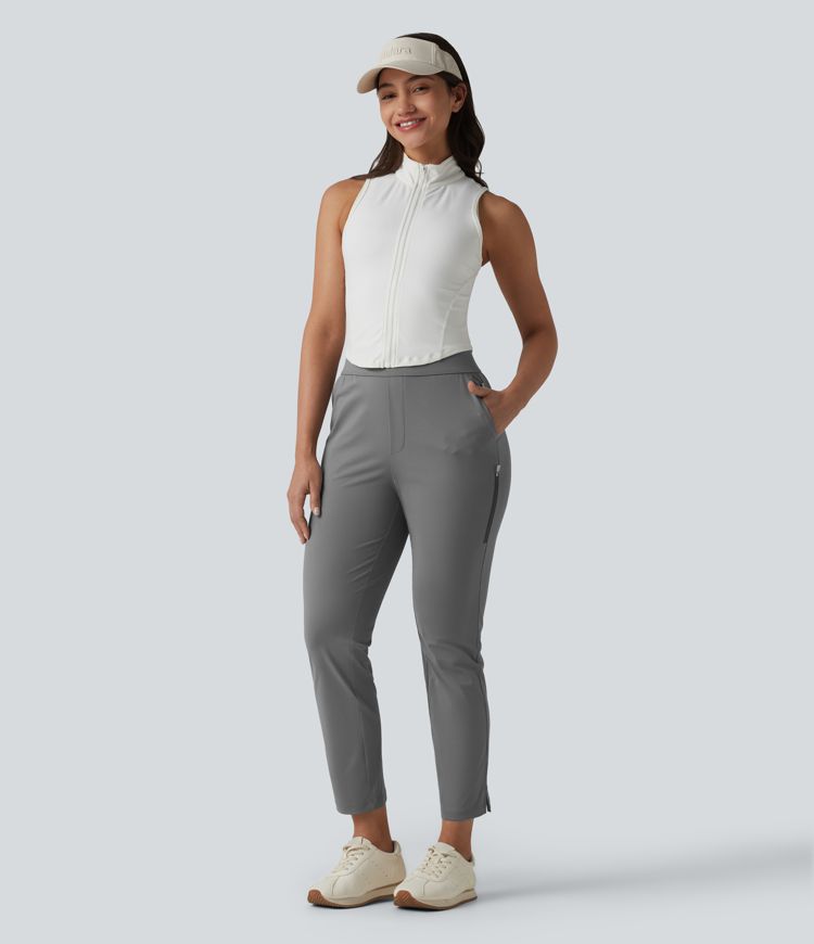 Schmal zulaufende Golfhose mit hohem Bund und mehreren Taschen