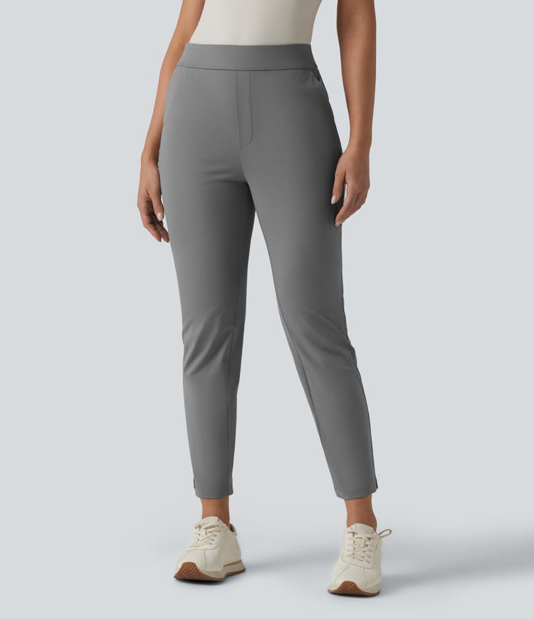 High Waisted Tapered Golf Pants with Pockets